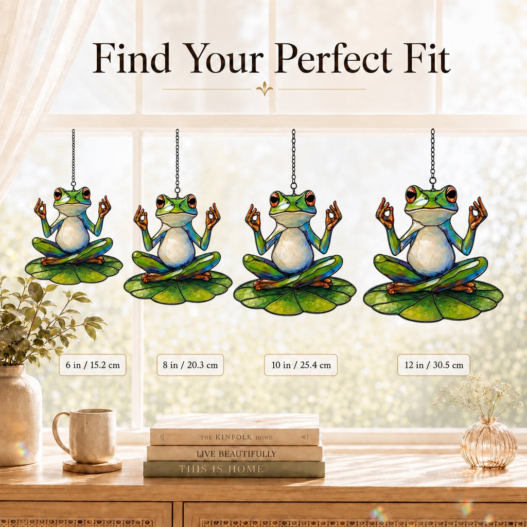 Zen Meditating Frog Holographic Acrylic Suncatcher