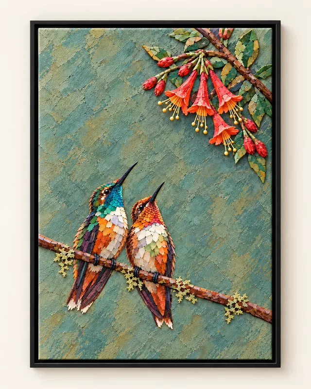 Rest Your Wings canvas in a black floating frame