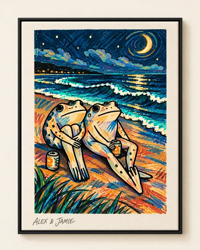 Past Midnight canvas in a black floating frame