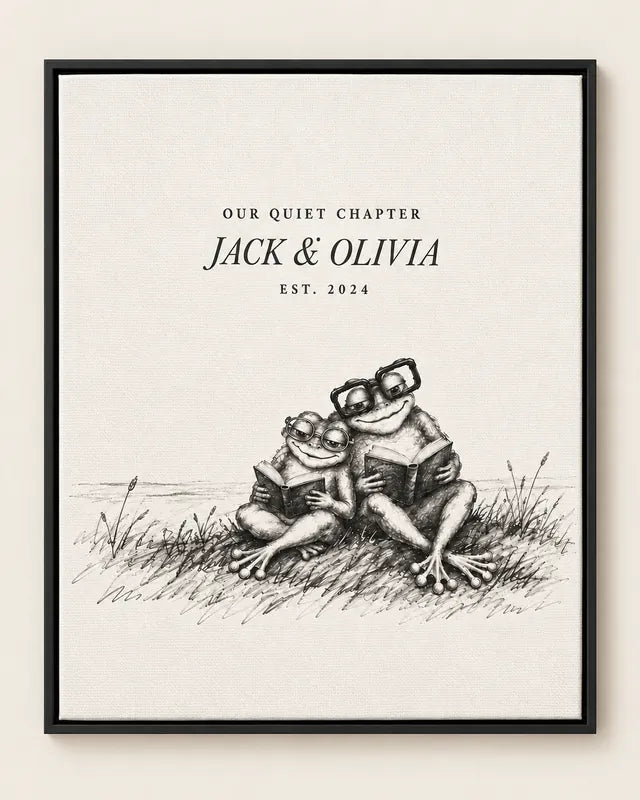 Our Quiet Chapter canvas in a black floating frame